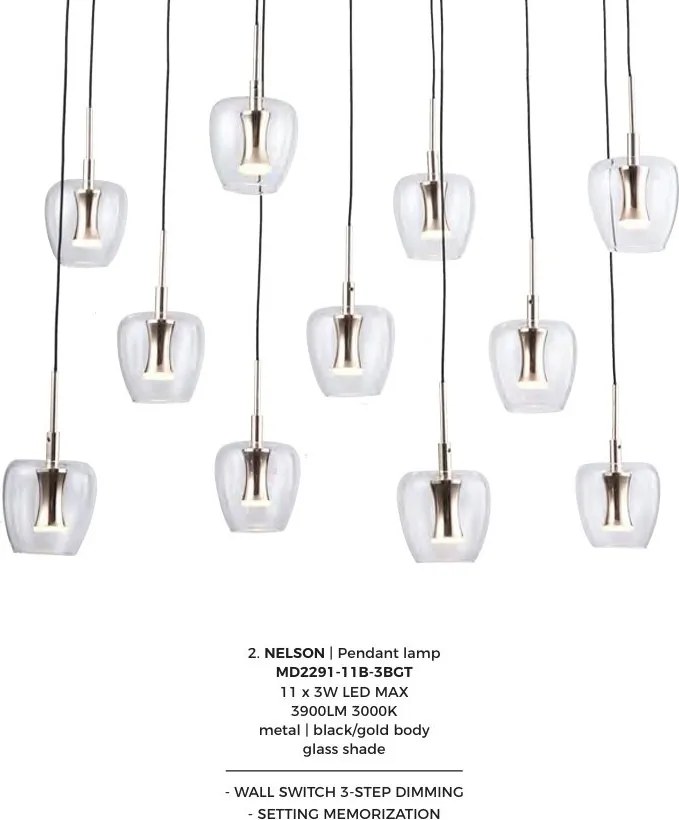 Lustra cu 11 pendule LED NELSON