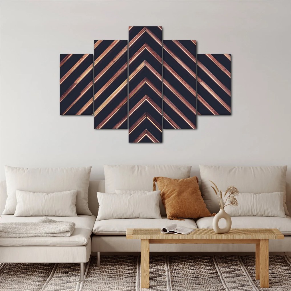 Tablou - Motiv de lemn pe fond negru (150x105 cm)