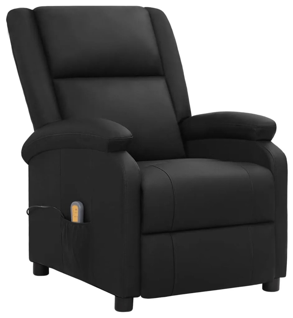 3098389 vidaXL Fotoliu de masaj electric, negru, piele naturală
