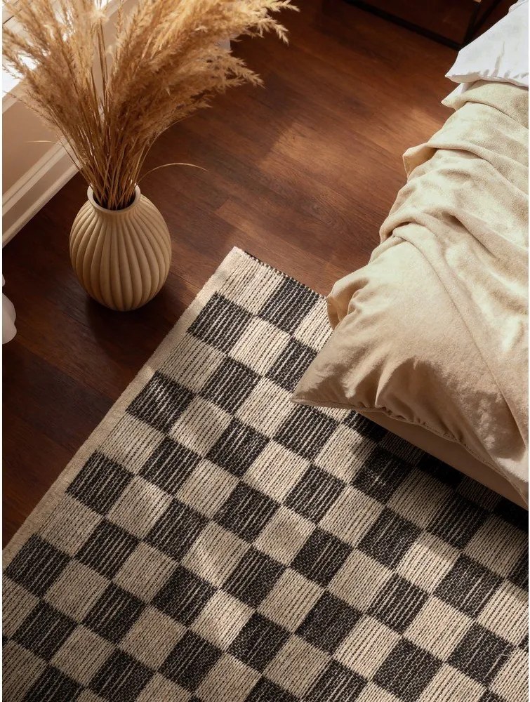 Covor negru/crem reversibil/țesut manual din amestec de iută 160x230 cm Rex – Hanse Home