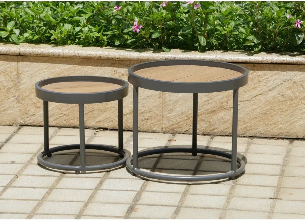 Mese auxiliare de grădină 2 buc. rotunde ø 50 cm Silea – Garden Pleasure