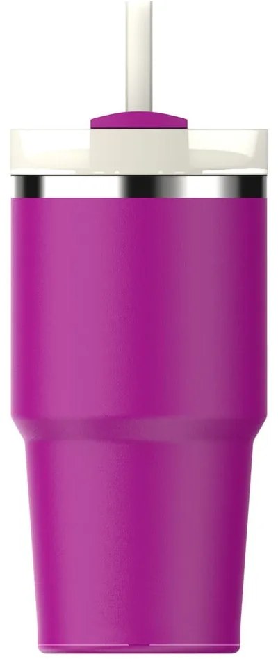 Termos roz cu pai din oțel inoxidabil 600 ml Quencher H2.0 FlowState Tumbler Violet Blossom – Stanley