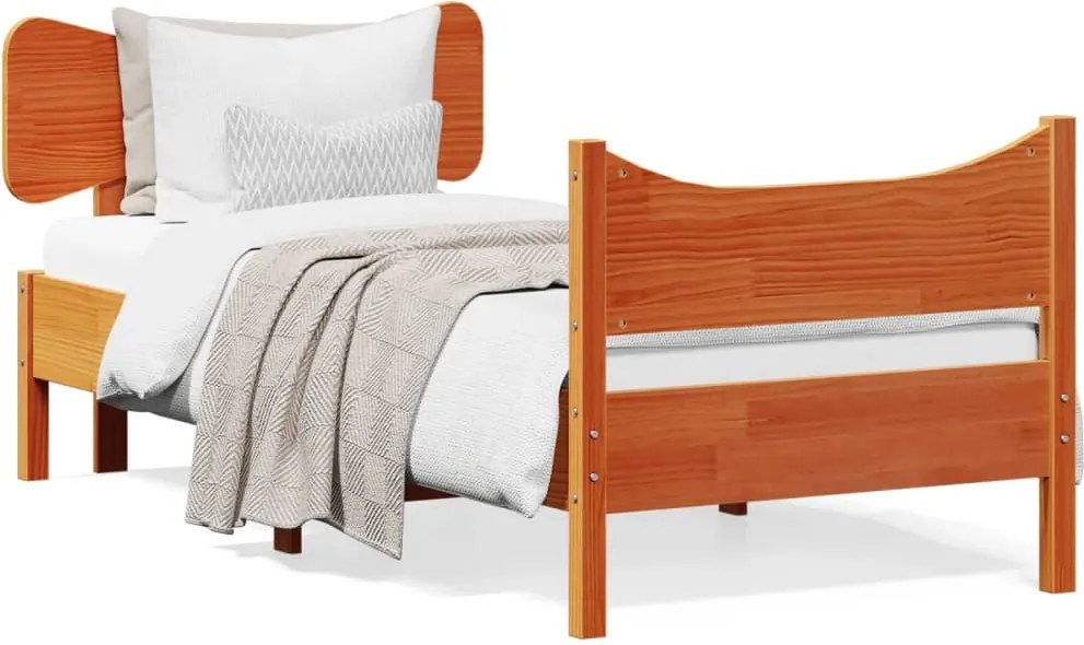 vidaXL Cadru pat fără saltea, maro ceruit, 90x190 cm, lemn masiv pin