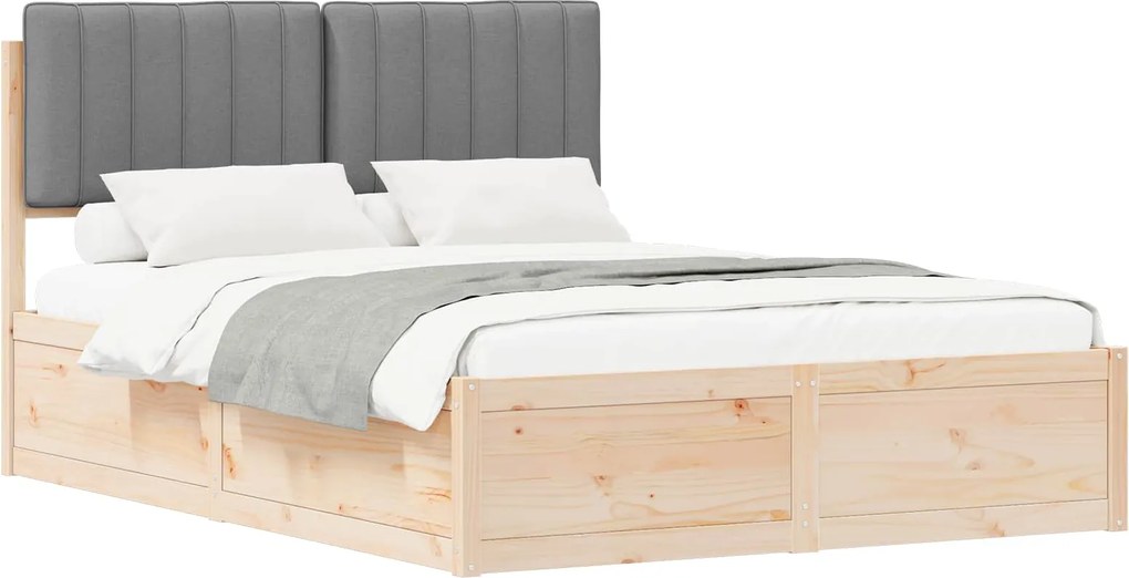 vidaXL Cadru de pat cu tăblie tapițată Gri deschis 140 x 190 cm