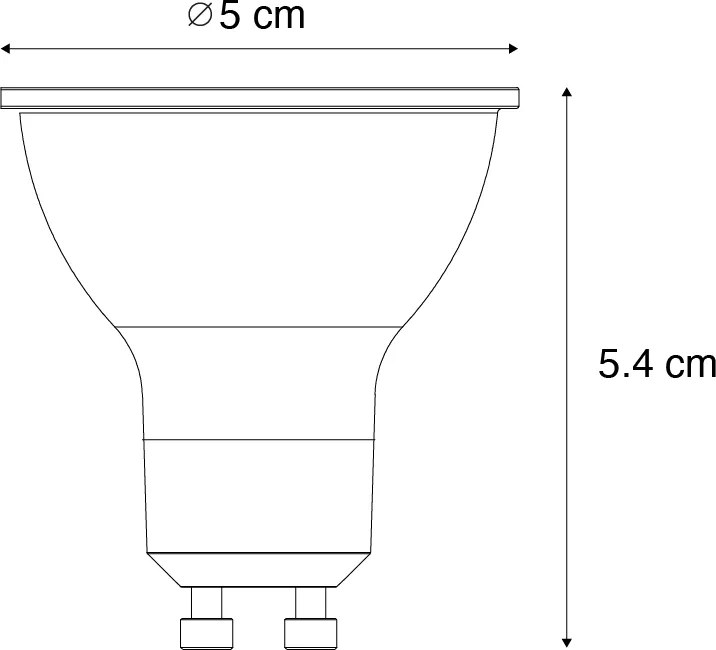 Set de 5 becuri LED GU10 50mm dimabile, clare, 2.5W 450 lm 4000K