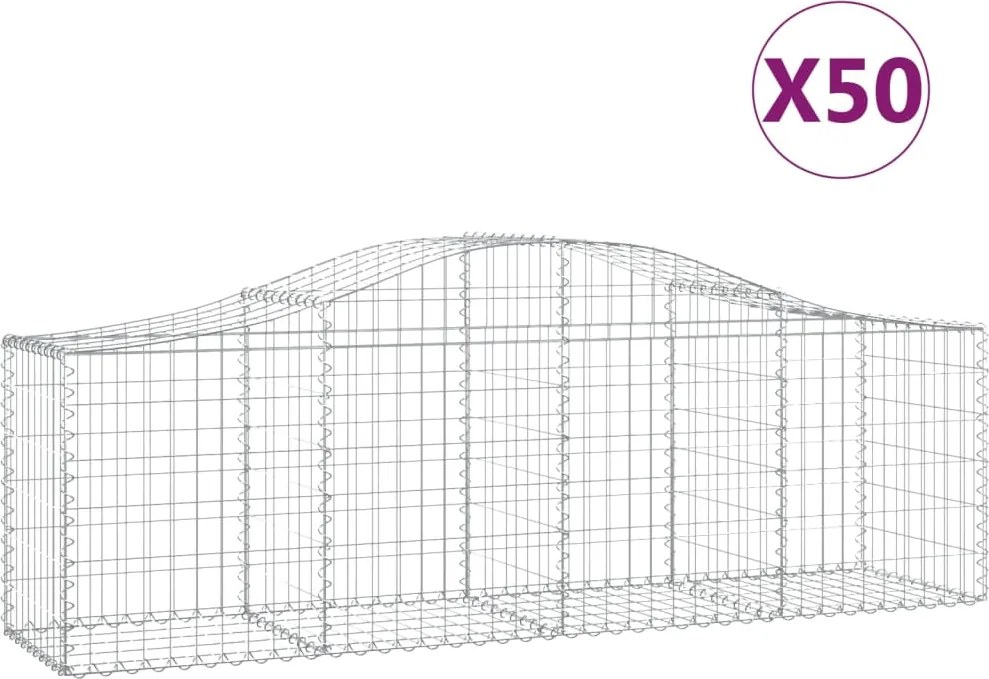vidaXL Coșuri gabion arcuite 50 buc, 200x50x60/80 cm, fier galvanizat