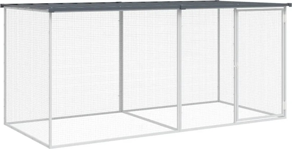vidaXL Cușcă pentru găini cu acoperiș, antracit, 203x98x90 cm, oțel galvanizat