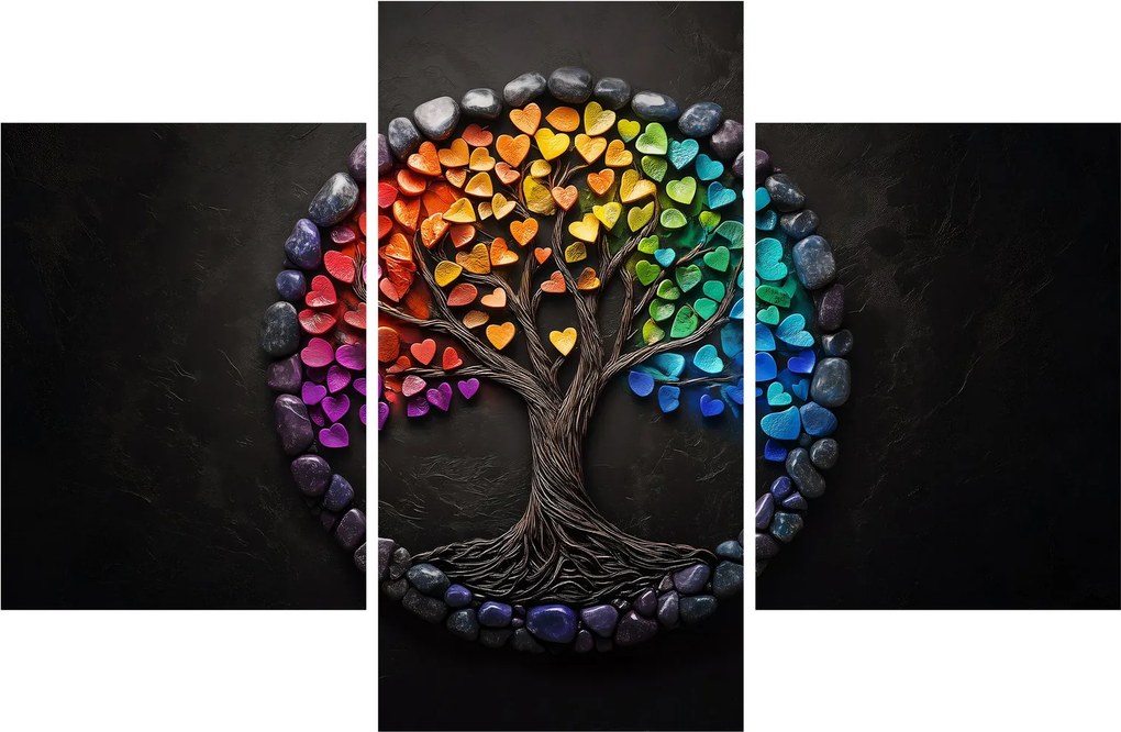 Tablou – Arbore plin de inimi colorate (90x60 cm)
