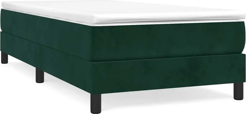 vidaXL Pat box spring cu saltea, verde închis, 90x190 cm, catifea