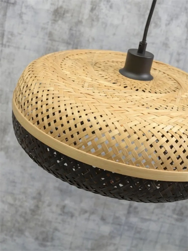 Lampadar eco din bambus Palawan negru, 40x15cm