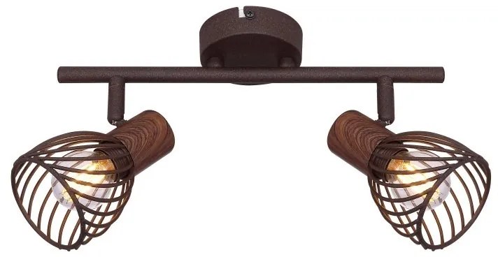 Aplica de perete / tavan cu 2 spoturi design industrial Isabelle ruginiu
