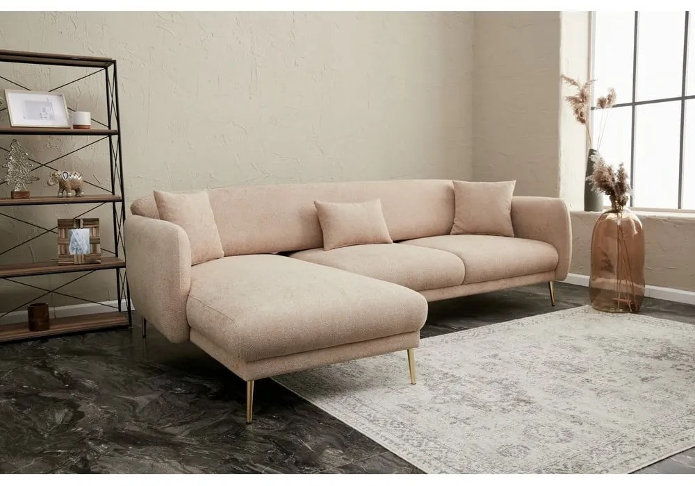 Colțar bej (cu colț pe partea stângă/cu șezlong) Simena – Balcab Home