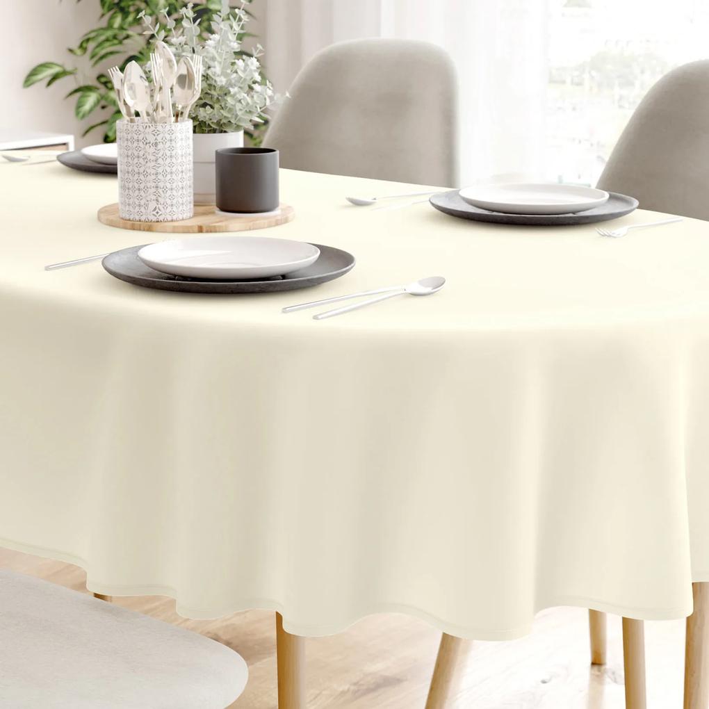 Goldea față de masă decorativă rongo deluxe - crem cu luciu satinat - ovală 120 x 160 cm