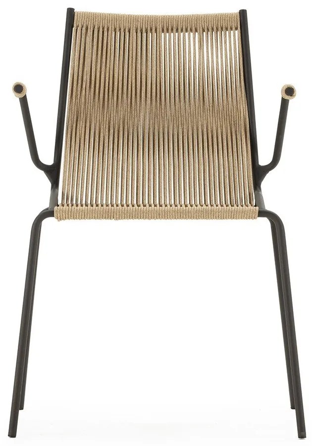 Scaune de dining bej cu cotiere/stivuibile 2 buc. din metal Emily – Marckeric