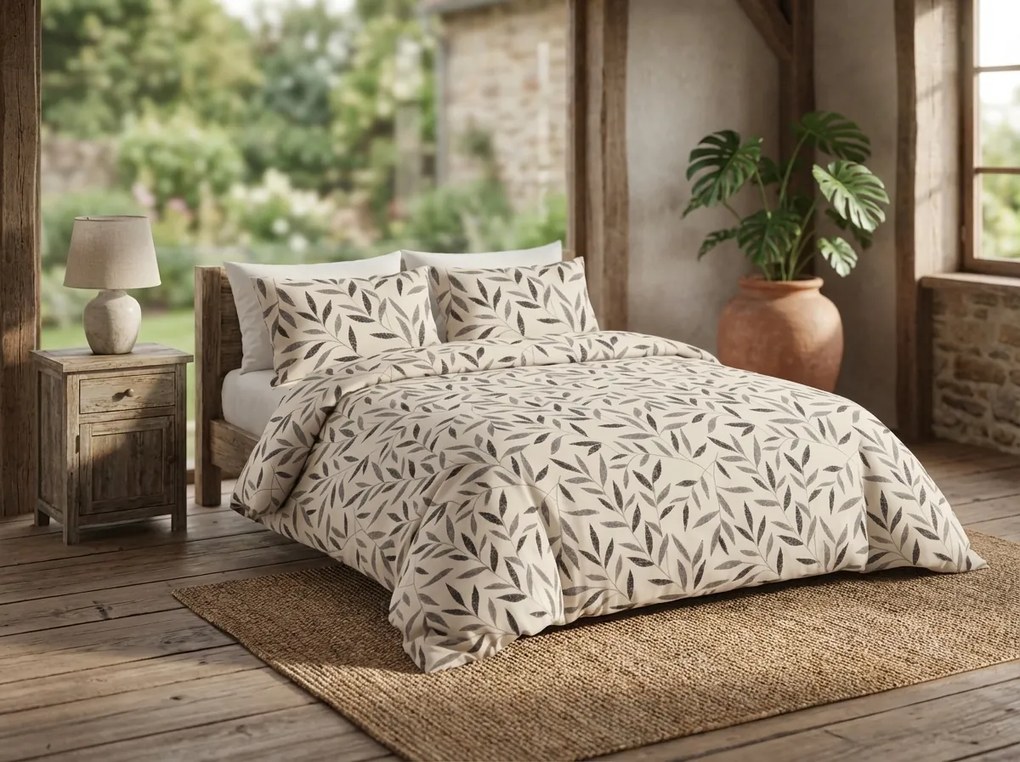 Lenjerie de pat din bumbac Renforce LIOLE crem Dimensiune lenjerie de pat: 70 x 90 cm | 140 x 220 cm