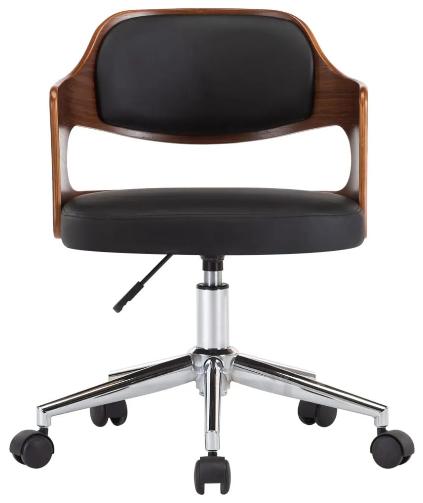 Scaun de birou pivotant, negru, lemn curbat si piele ecologica 1, black and dark brown
