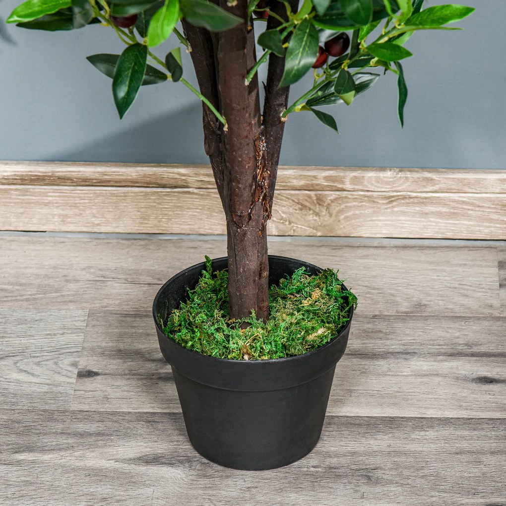 Outsunny Arbore Artificial Măslin Plantă Artificială Înălțime 1,2 m Trunchi Ramuri Mușchi Frunze Aspect Realist Ghiveci Inclus | Aosom Romania