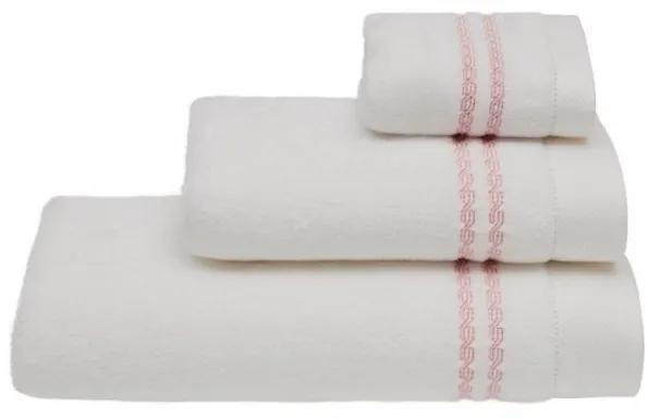 Set cadou prosoape și prosop de corp CHAINE, 3 buc Alb - broderie roz / Pink embroidery