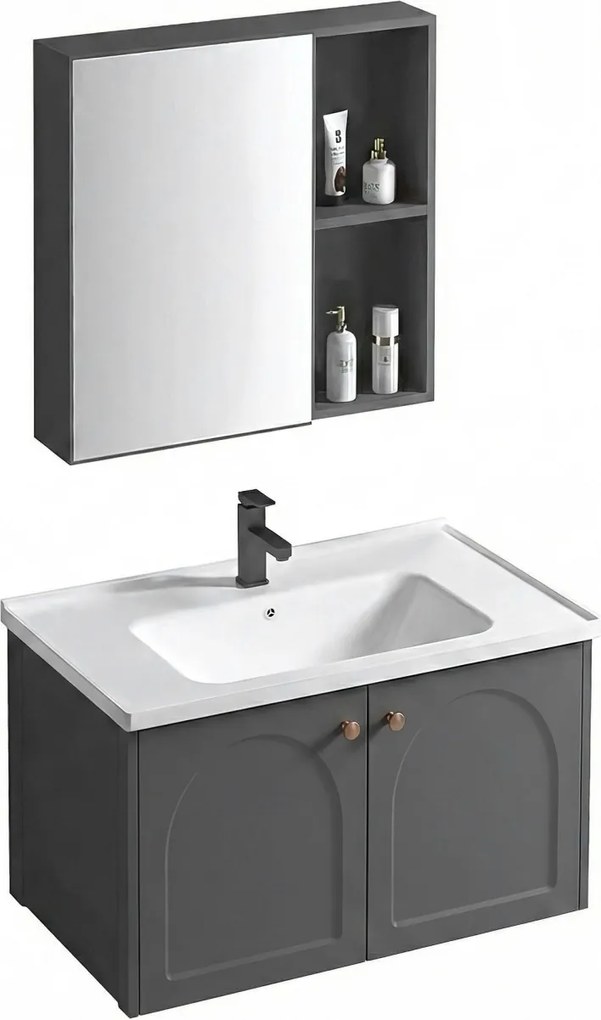 Set mobilier de baie cu lavoar Denver 60cm Grey