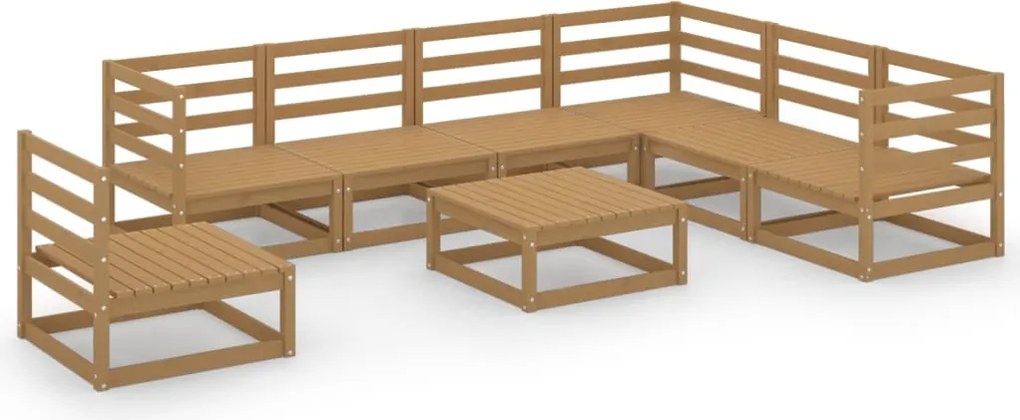 vidaXL Set mobilier de grădină, 8 piese, maro miere, lemn masiv de pin