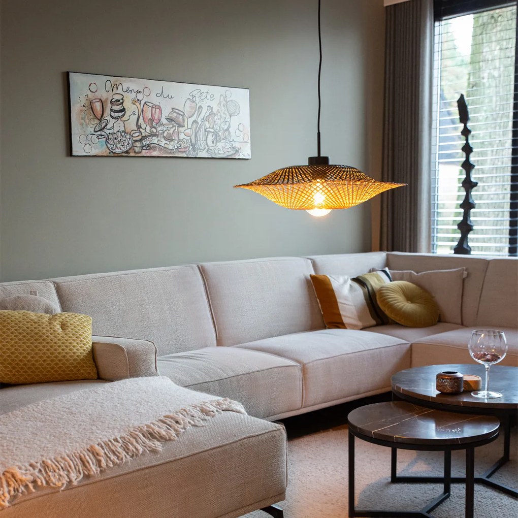 Lampă suspendată orientală din bambus 50 cm - Rina