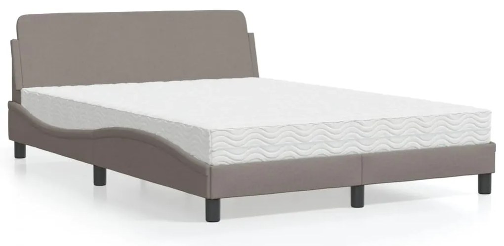 vidaXL Pat cu saltea, gri taupe, 120x200 cm, textil