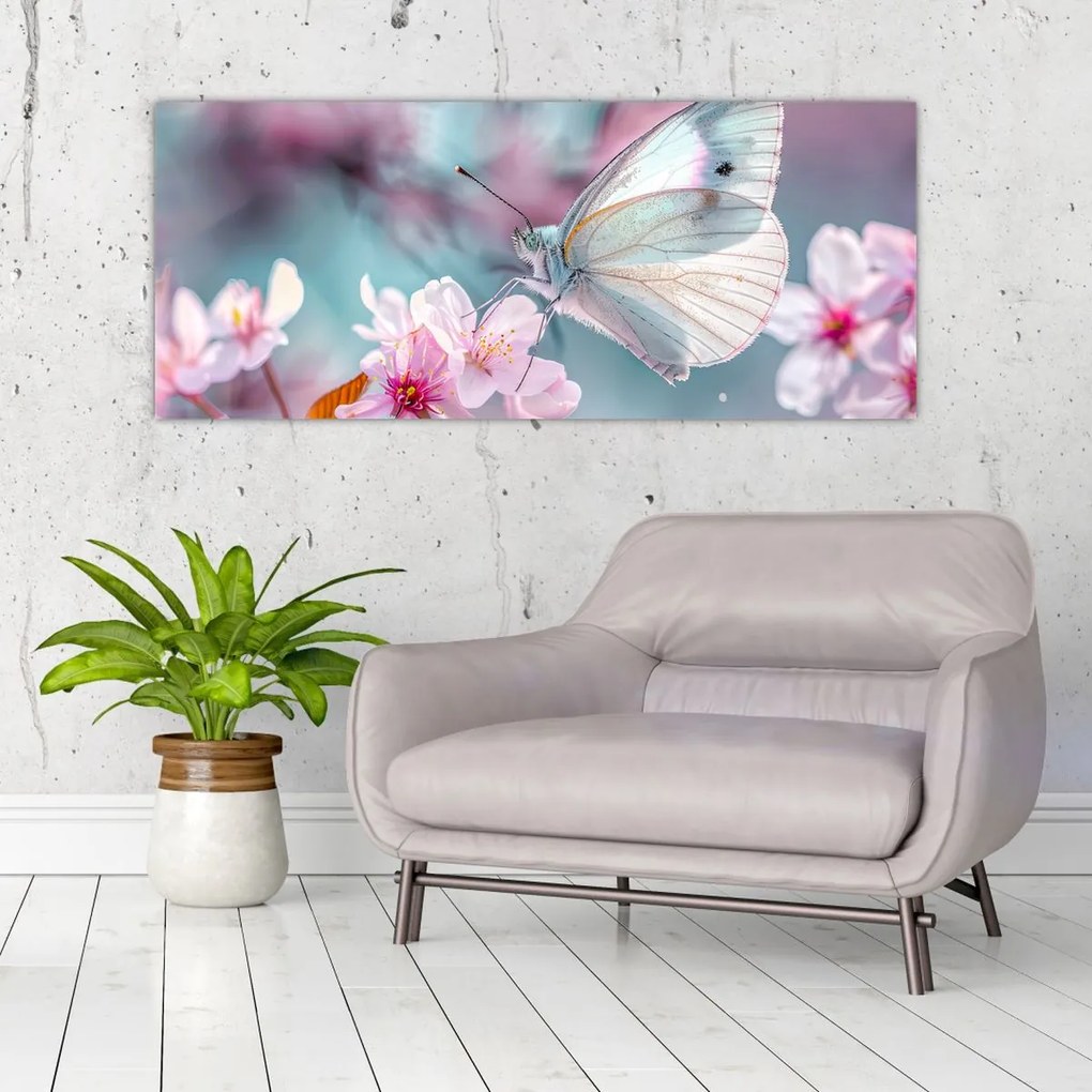 Tablou - Fluture pe un cireș (120x50 cm)