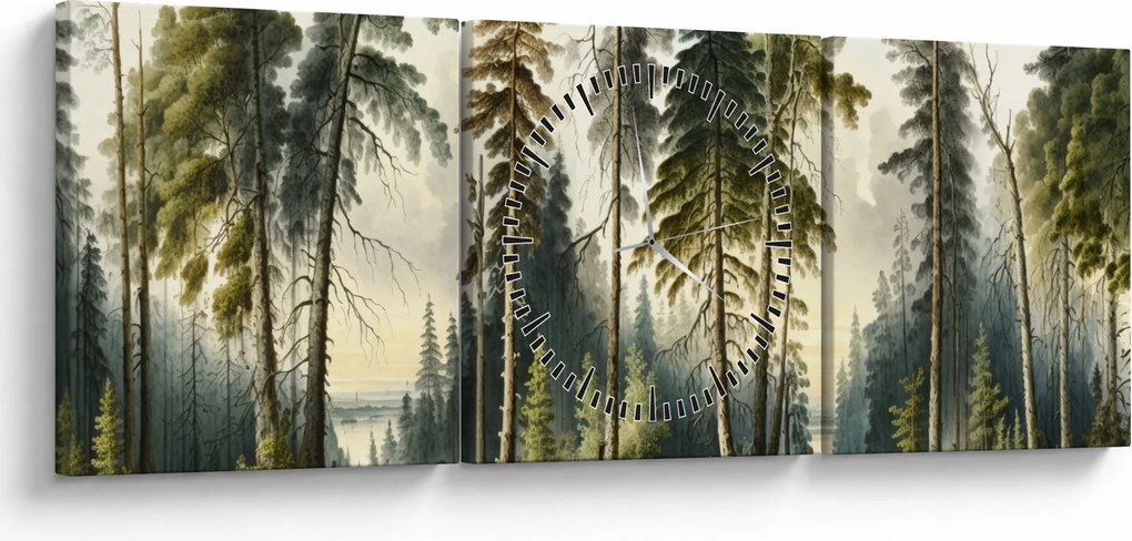 Tablou - Peisaj de epocă de păduri (cu ceas) (90x30 cm)