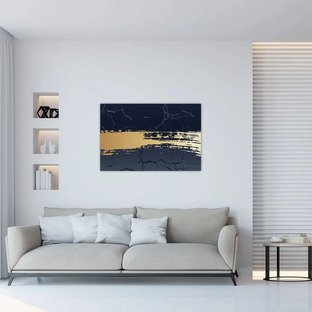 Tablou - Albastru și aur abstracție N⁰2 (90x60 cm)