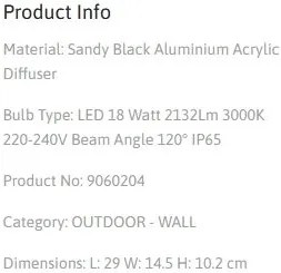 Aplica LED pentru exterior design modern IP65 Leto negru 29cm