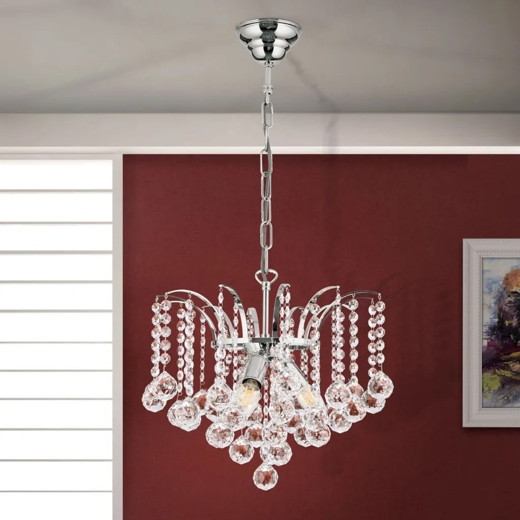 Candelabru cristal Asfour design lux KRISTALL KLASSISCH 3L chrome plated/clear