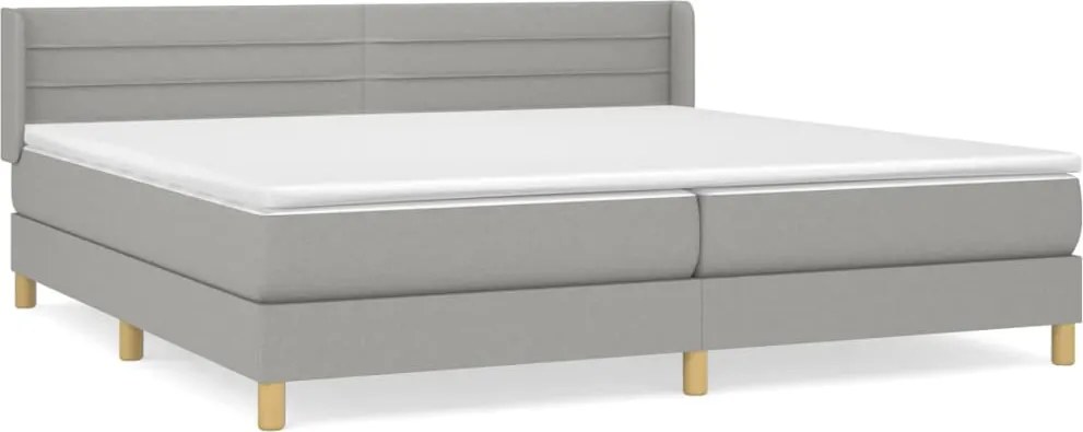 vidaXL Pat box spring cu saltea, gri deschis, 200x200 cm, textil