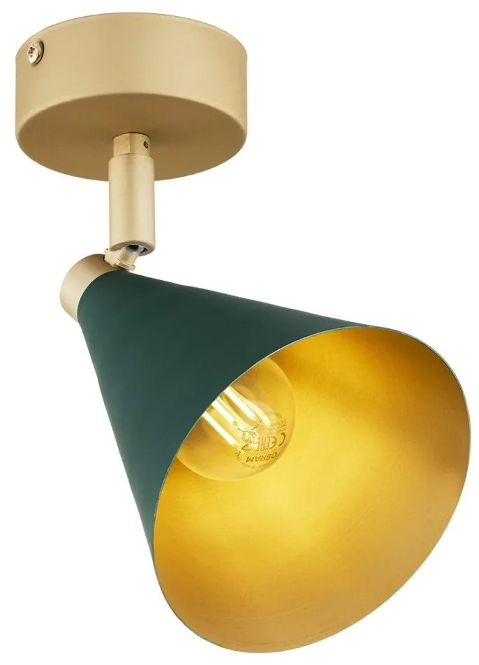 Aplica de perete / tavan cu spot directionabil design modern Lucinda verde, auriu