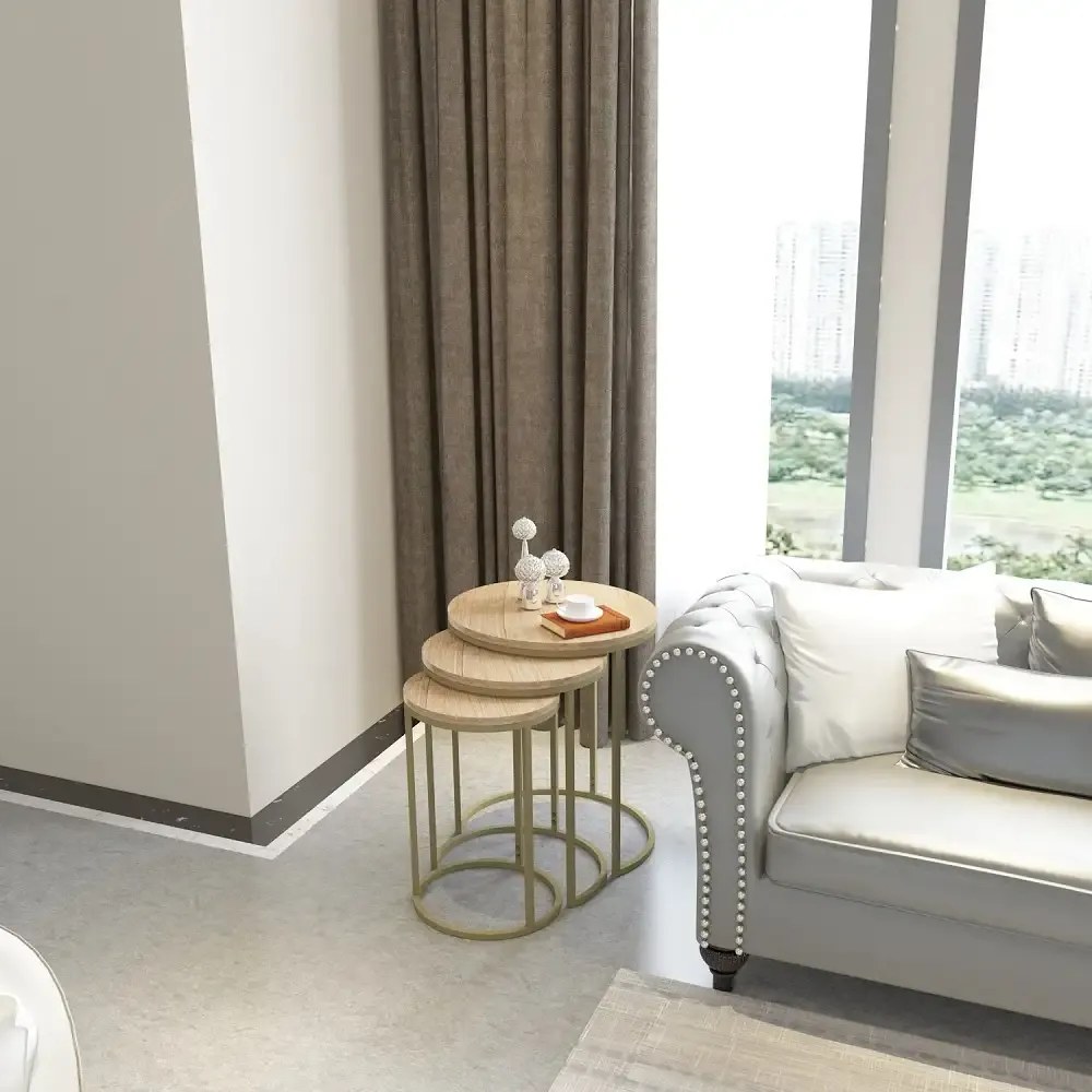 Set masuta de cafea ,Seria 710,Homs, 3 buc,culoare auriu.0034