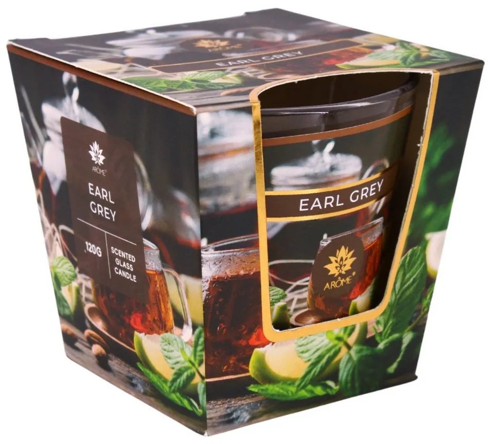 Lumânare parfumată în borcan Arome Earl Grey, 120 g