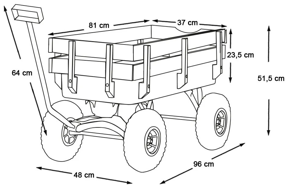 Carucior metalic de gradina-capacitate de incarcare 150 kg
