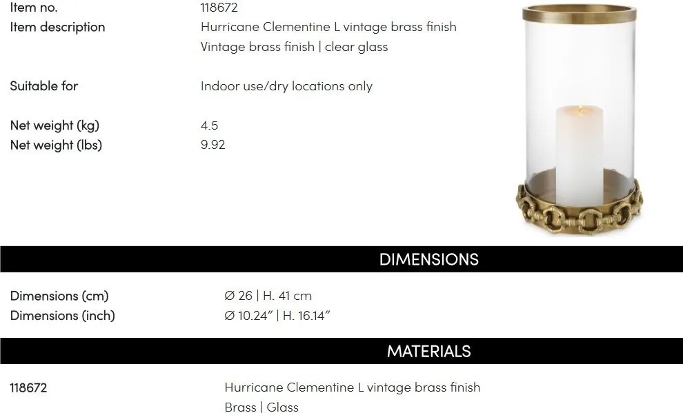 Suport lumanare design LUX Clementine L