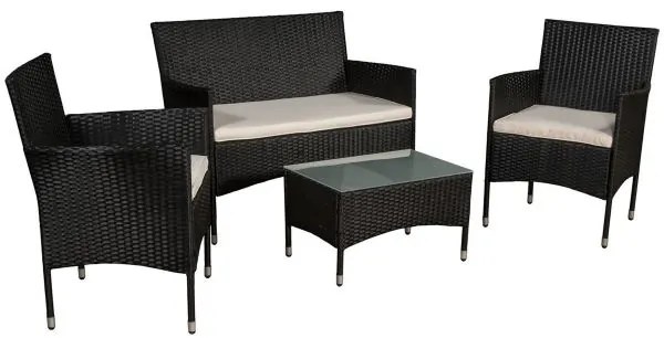 Jusky Canapea Fort Myers neagra cu perne bej