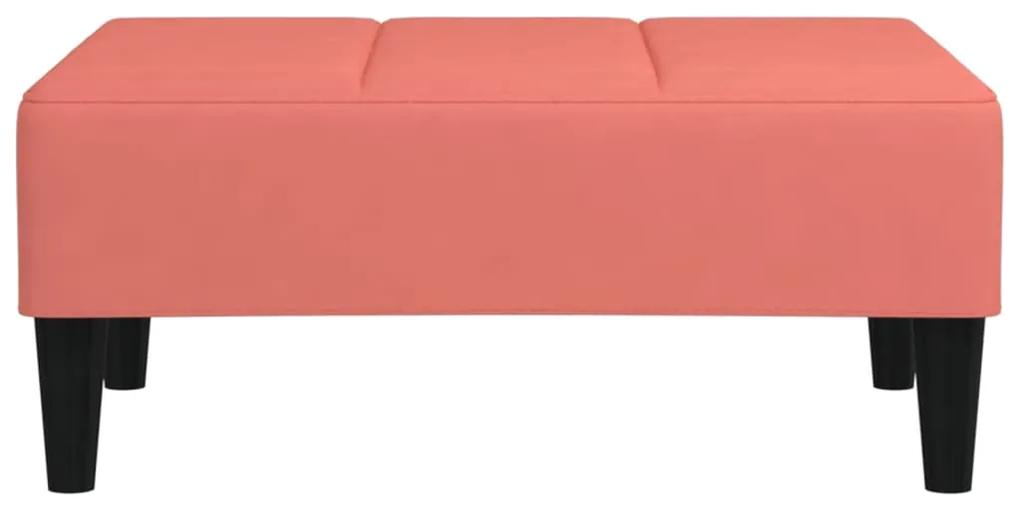 Canapea extensibila, 2 locuri, cu 2 pernetaburet, roz, catifea Roz, Cu suport de picioare