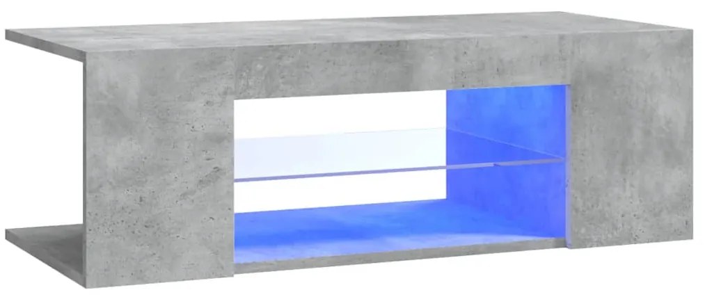 Comoda TV cu lumini LED, gri beton, 90x39x30 cm