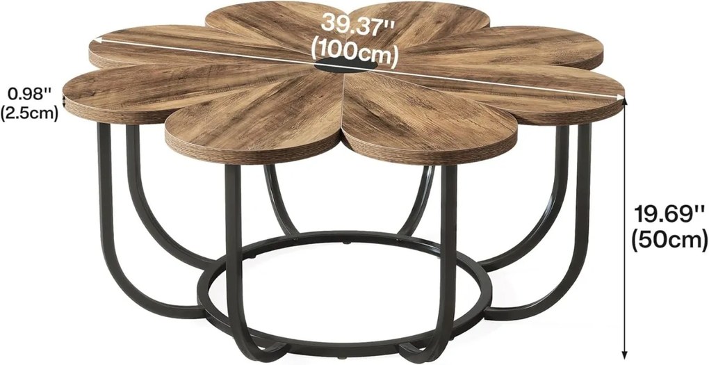 MAI21 - Masuta de cafea, 100 cm, masa living, stil industrial - Maro - Negru