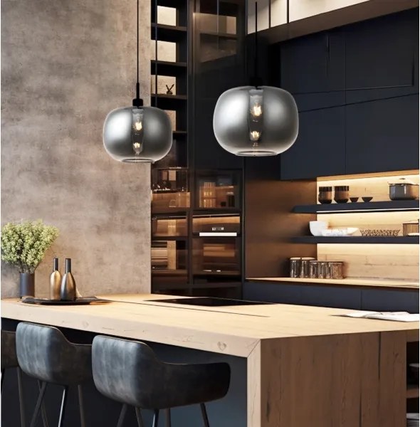 Lampă suspendată pe cablu ALAN 1xE27/40W/230V negru fumuriu