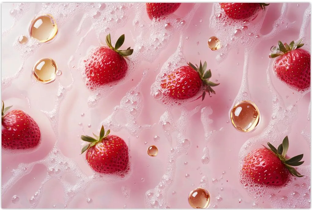 Tablou - Căpșuni în bule (90x60 cm)