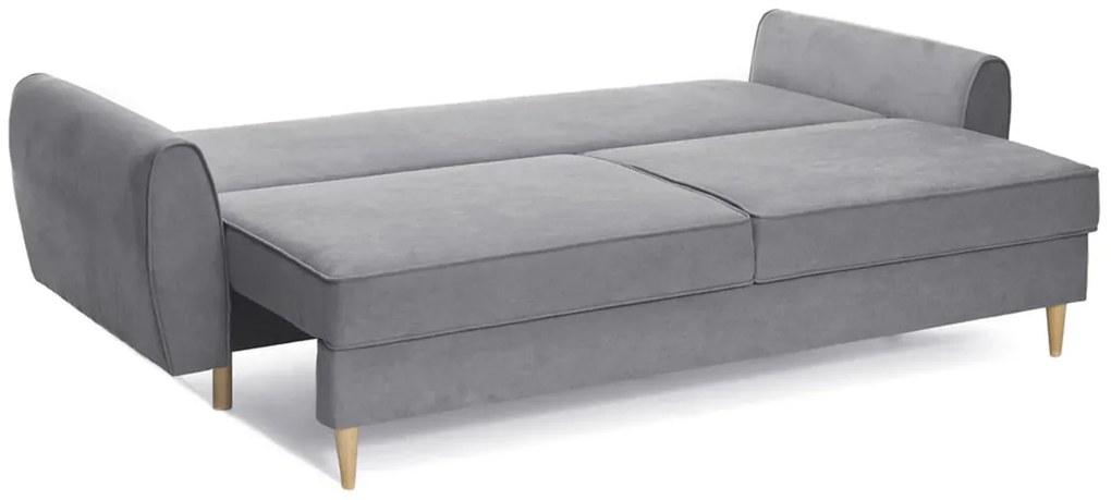 Canapea Extensibilă 3 locuri, RIGA, cu ladă de depozitare, 229x90x90 cm, Gri-Enjoy