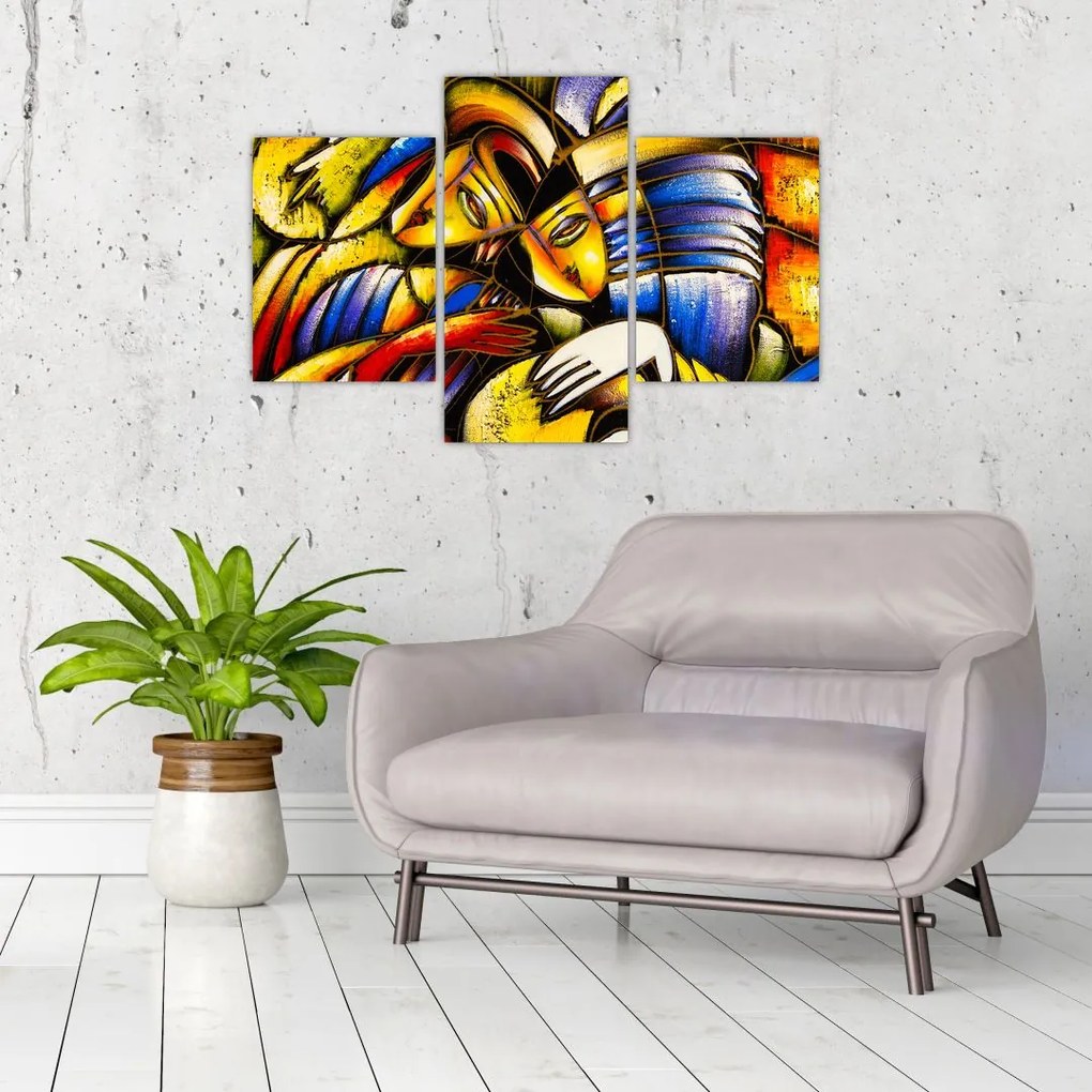 Tablou - Pictură în ulei, îndrăgostiții (90x60 cm)