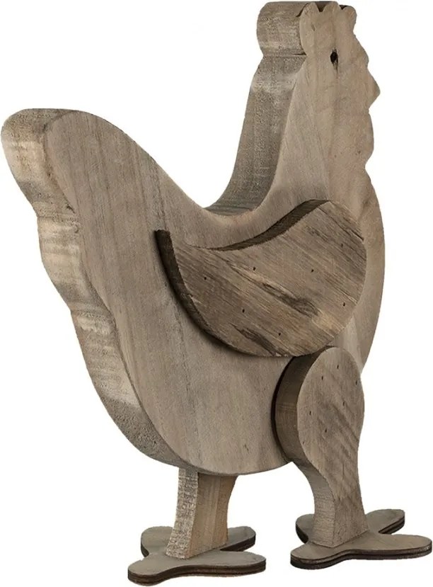 Figurină decorativă găină, din lemn, maro, 31x16x35 cm