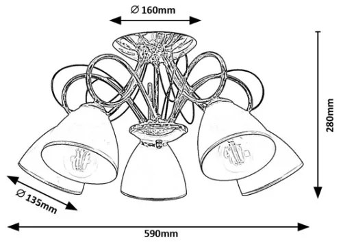 Brilagi - Lustră aplicată FRED 5xE27/60W/230V Ø 59 cm crom lucios