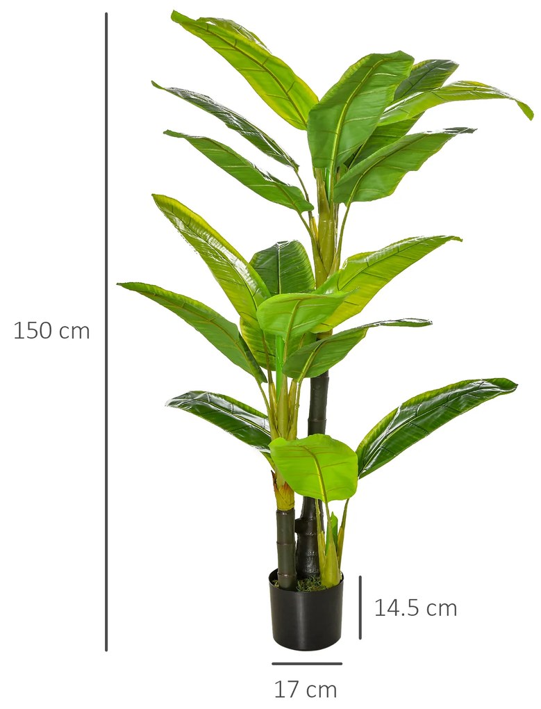 HOMCOM Bananier Planta in Ghiveci Bananier Artificial, Planta Artificiala de Interior si Exterior, 150 cm | Aosom Romania