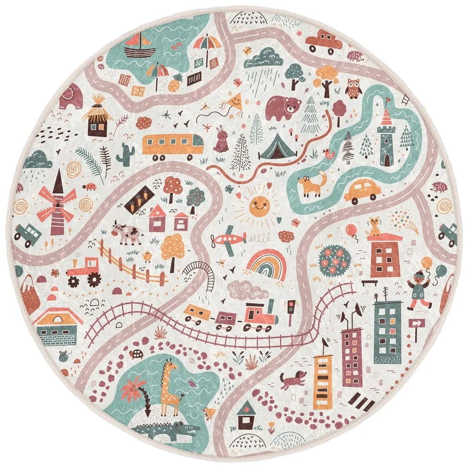 Covor de joacă pentru copii lavabil ø150 cm Furry World – Mila Home
