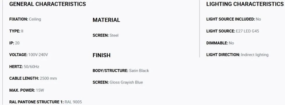 Lustra suspendata metal TATAWIN S 5L negru, blue